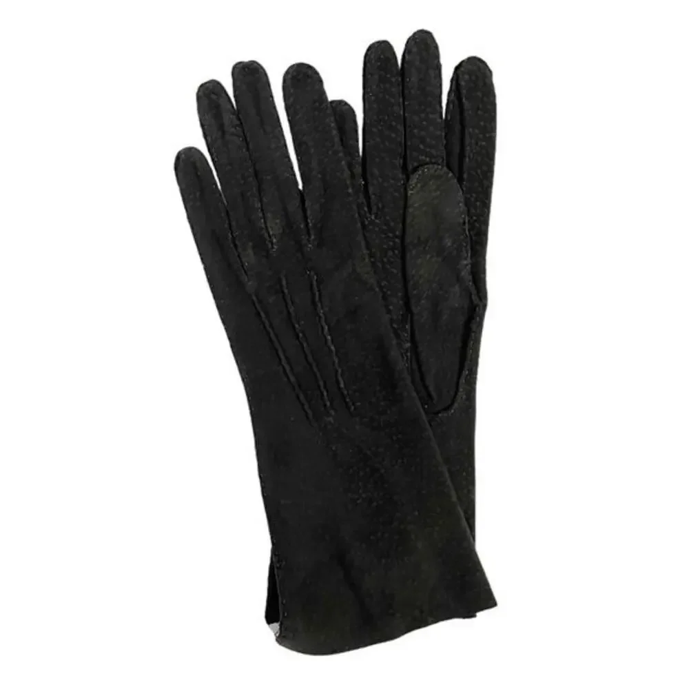 NWT Vintage Black Suede Carpincho (Capybara) Leather Gauntlet Gloves Size 7